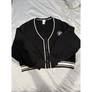 New Pink Victorias Secret Ivy Fleece Front Zip Cardigan Black Size XXL